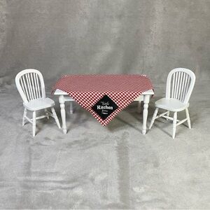 Little Kitchen Fairies White Wood Table and 2 Chairs Set Enesco 2002 #10…